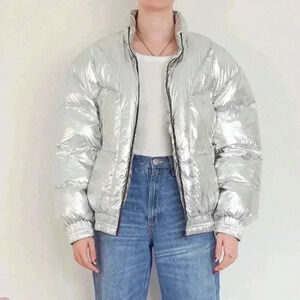 ETOILE ISABEL MARANT Kristen Silver Metallic Puffer Jacket Size 36 / 4